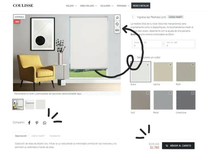 Coulisse's product details page